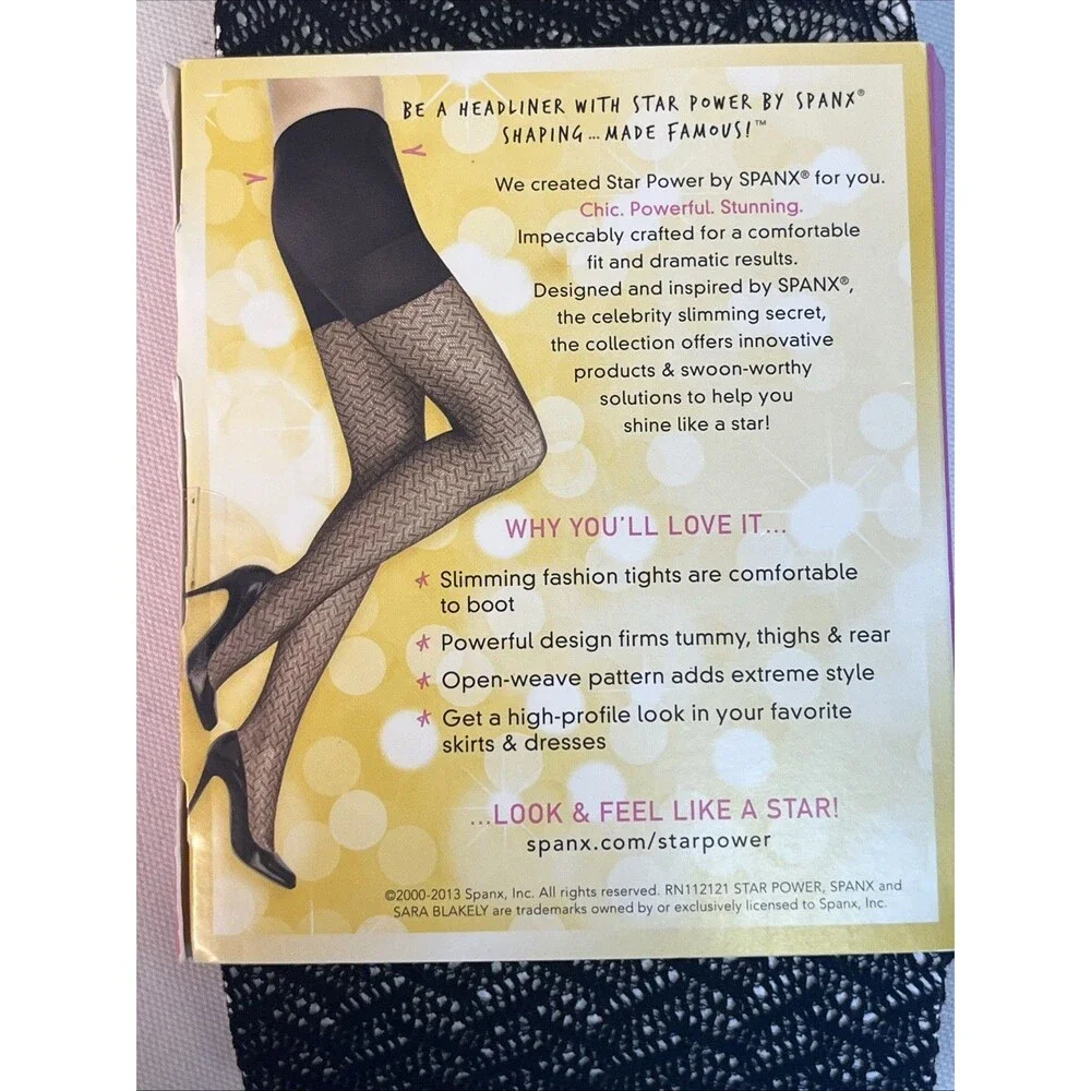 SPANX Star Power Open Weave Patterned Shaping Tights Black C NIB